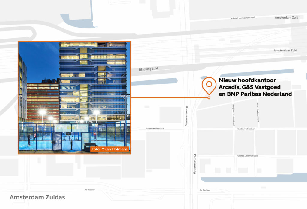 plattegrond van duurzaam hoofdkantoor Amsterdam Zuidas