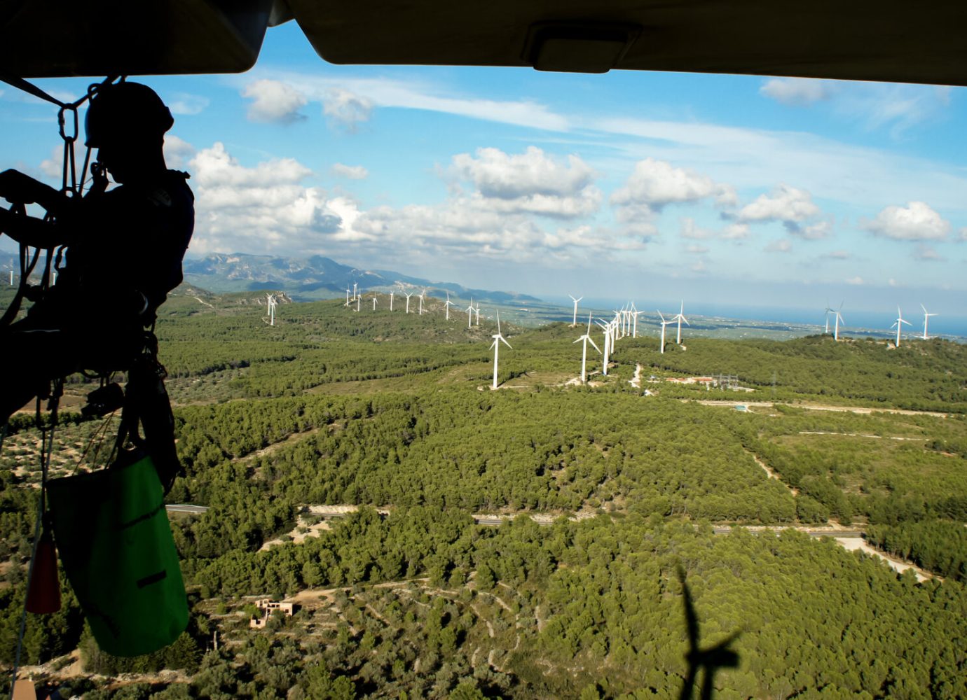 windfarm with a technician