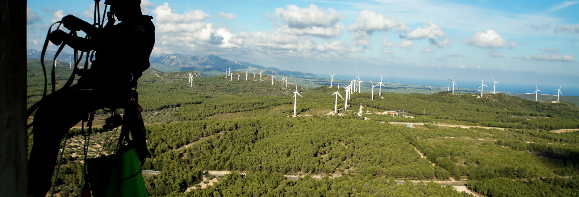 windfarm with a technician